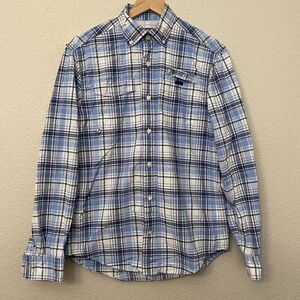 Vineyard Vines Performance XS Harbor Shirt White/Blue Plaid Vented Fishing